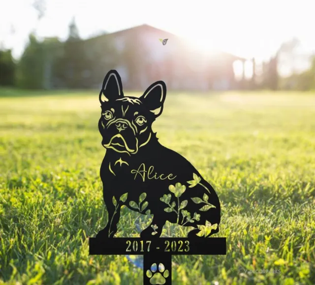 Personalized American Bulldog Garden Stakes, Metal Yard Art, Dog Sympathy Gift