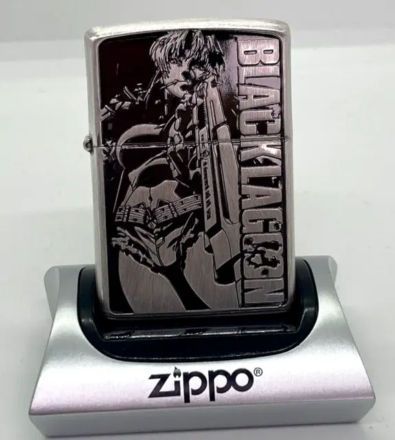 Zippo Black Lagoon Levi Oil Lighter Etching Silver Brass Bullet Marks Japan New