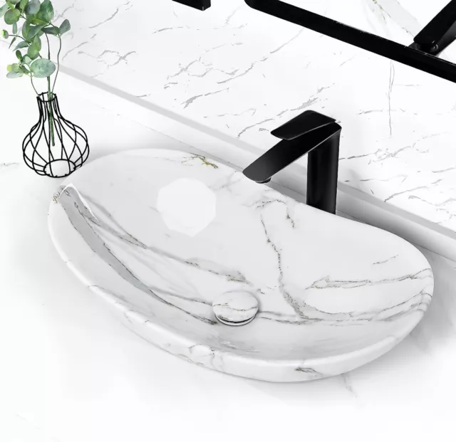 Tysun Oval Vessel Sink - 24" x 14" Boat Shape Bathroom Vessel Sink Marble