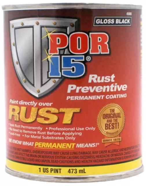 POR-15 45008 Gloss Black Rust Preventive Paint - Pint 1