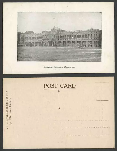 India Old Postcard General Hospital Calcutta, Medical Oriental Commercial Bureau