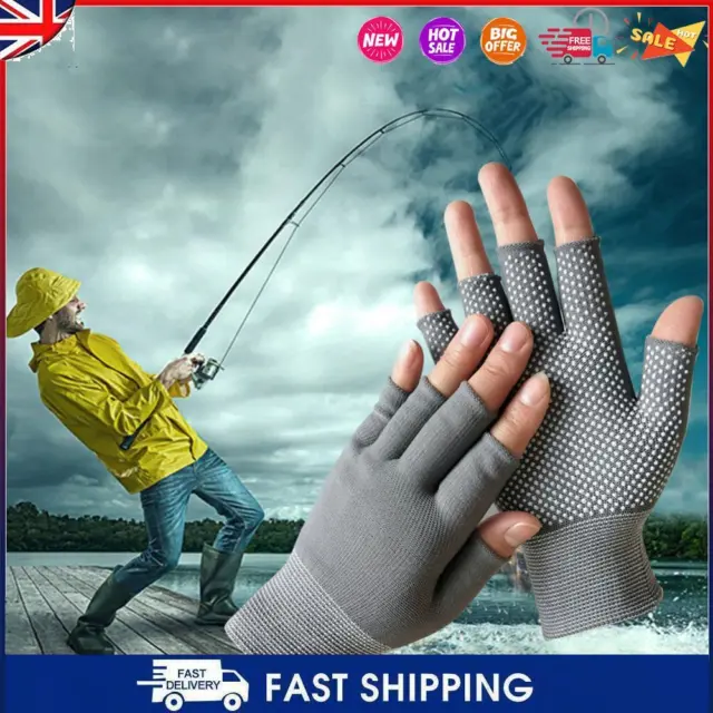 Fingerless Outdoor Bicycle Anti-skid Half Finger Fishing Gloves (Grey) C-
