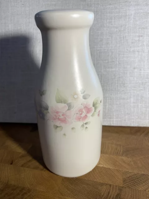 Pfaltzgraff Tea Rose Milk Bottle Decor Cute Milk Jug Vase 8" T Great Condition