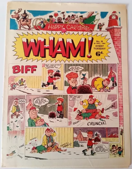 Wham! No. 28 Dated 26 Dec. 1964. Very Good. Leo Baxendale, Ken Reid. Xmas Issue