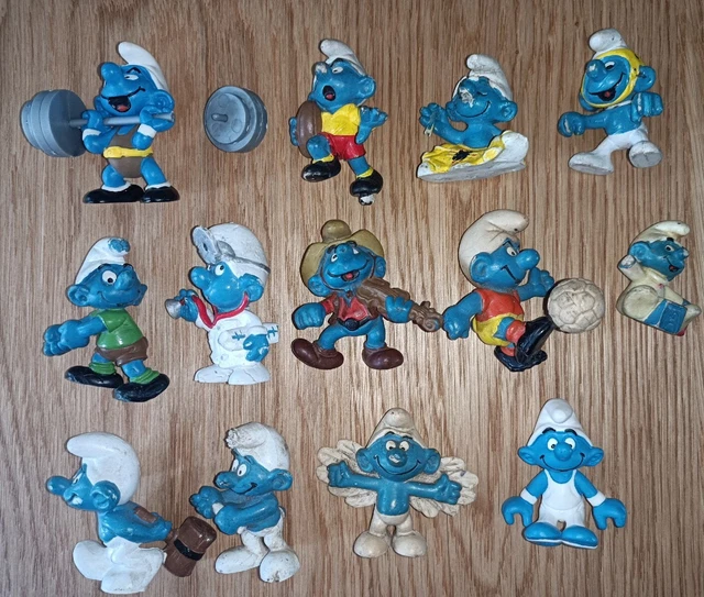 Lot De 9 Figurines Schtroumpfs Schleich - Collection Vintage Peyo, Avec Tintin & Astérix