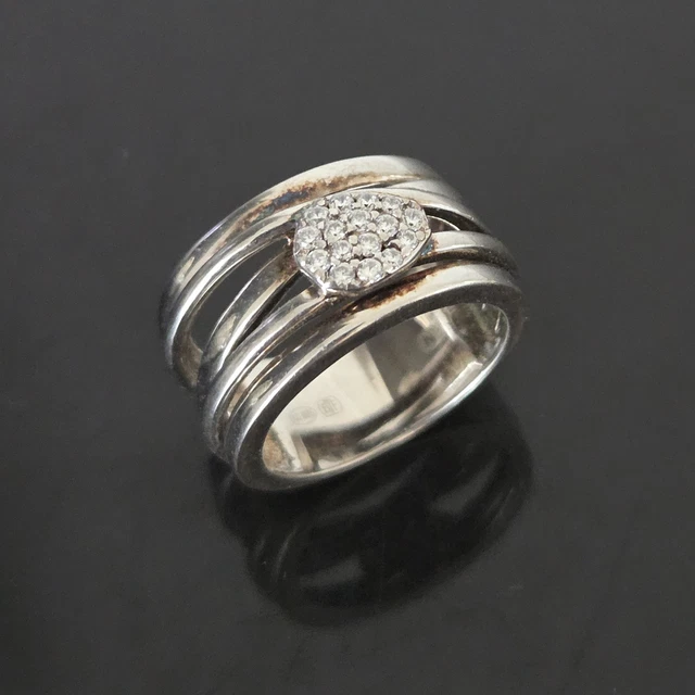 Bague Ancienne Design Torsade En Argent Sterling - Occasion (Bon État) - Bijou Vintage