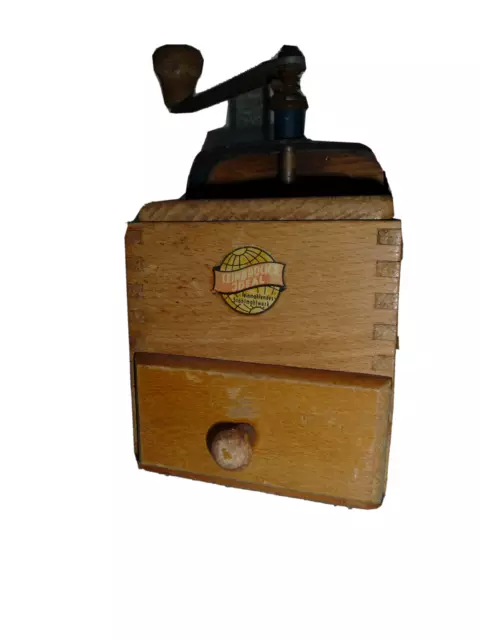 Leinbrock's Ideal Kaffeemühle alt Vintage Handbetrieb , Holz, Deko