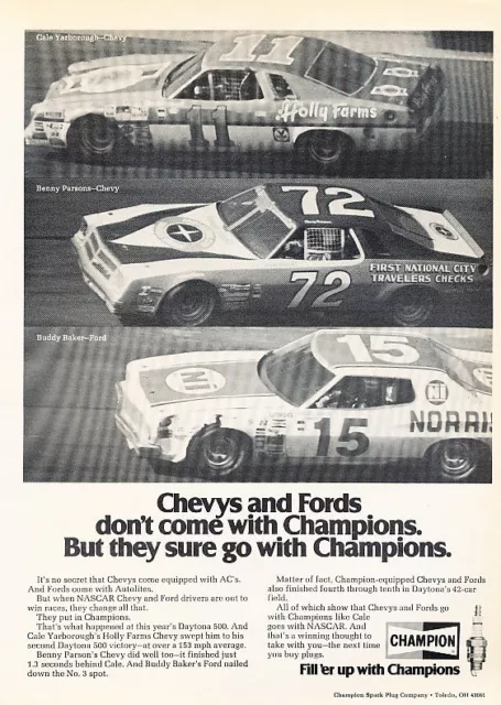 1977 Gale Yarborough Chevrolet NASCAR Original Advertisement Car Print Ad J503