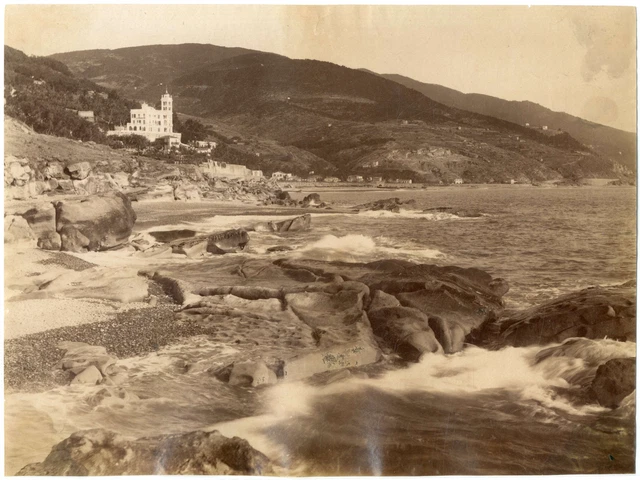 Tirage Albuminé Vintage Italie Bordighera Vue Générale - Format 21x27 Cm, Circa 1885, Référence MP5588