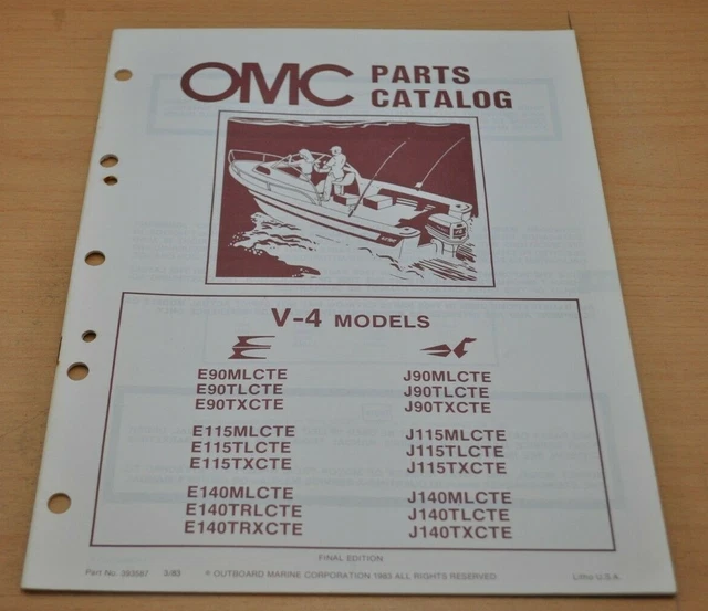 OMC V4 JOHNSON Evinrude Parts Catalog 1983 E90 Motor Bootsmotor
