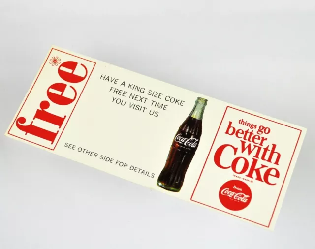 Schöner alter Coca-Cola Coupon USA 1960er - Free King Size Coke