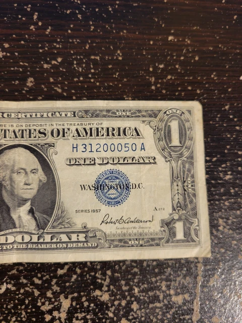 1957 One Dollar Bill Silver Cert Fancy Note Low Sum Mixed Ladder H31200050A