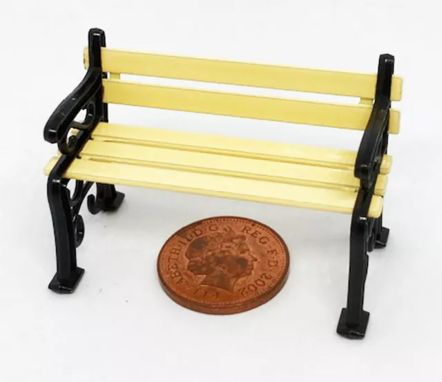 Dolls House Cream Metal Bench Garden Furniture Tumdee 1:48 Scale Miniature