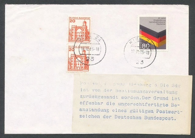 683482) Bund Postkriegbeleg mit Nr.1285 40 Jahre Eingliedrung Heimatvertriebene