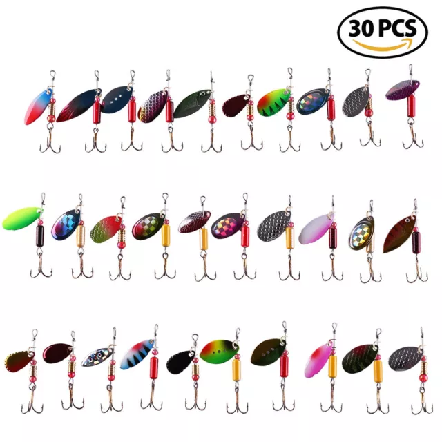 Lot of 30 Trout Spoon Metal Fishing Lures Spinner Baits Bass Tackle Colorful NEW