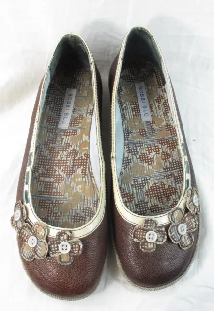 Bobbi Blu Women's Vintage Y2K Leather Flats Brown Size 8 M