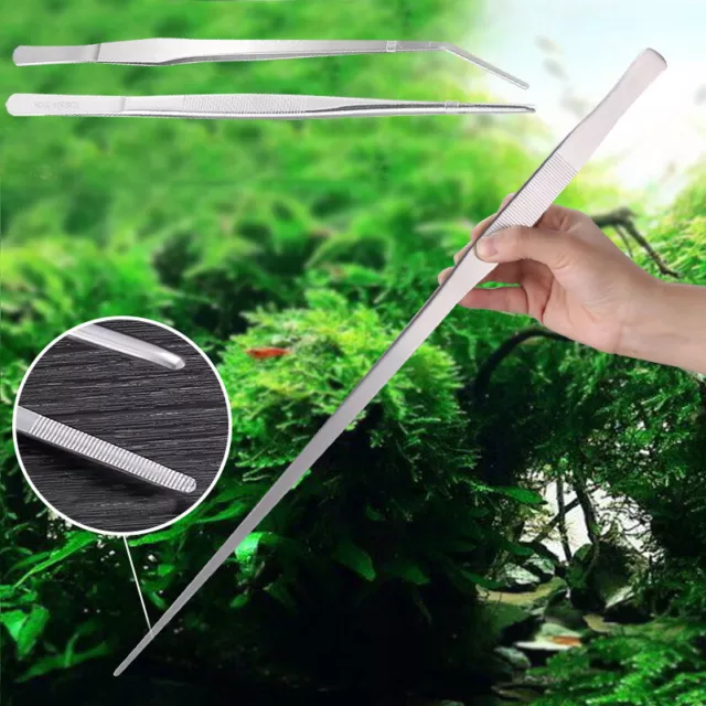Long Stainless Steel Aquarium Tools Tank Aquatic Plant Tweezers Scissors Plants