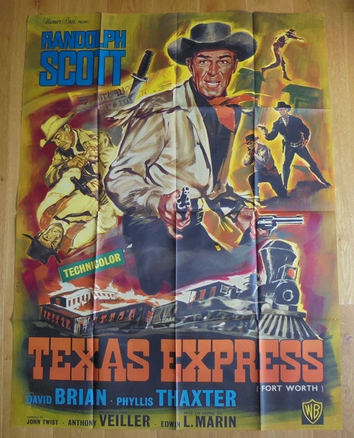 TEXAS EXPRESS randolph scott western affiche cinema originale 160x120 cm R60s