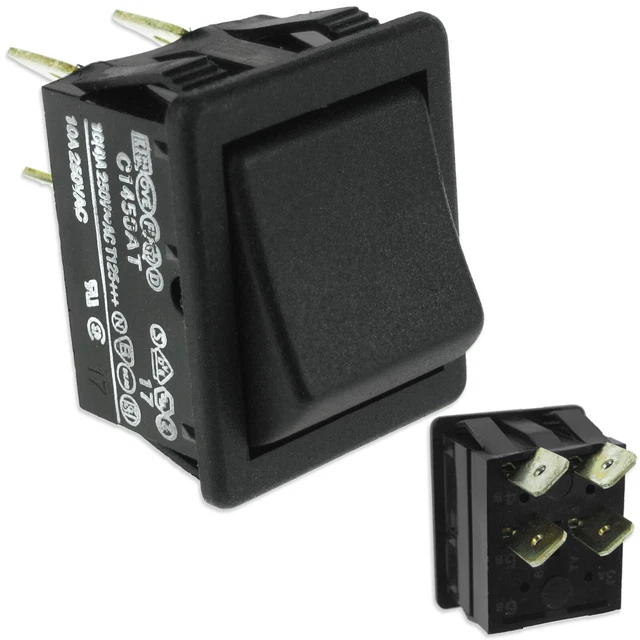 Black Plastic Rocker Switch On Off Dpst 10A 250V Electrical Mains Power