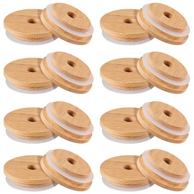 16 pezzi coperchio in vetro bambù riutilizzabile 70 mm vetro da incasso copertura bambù X5R6