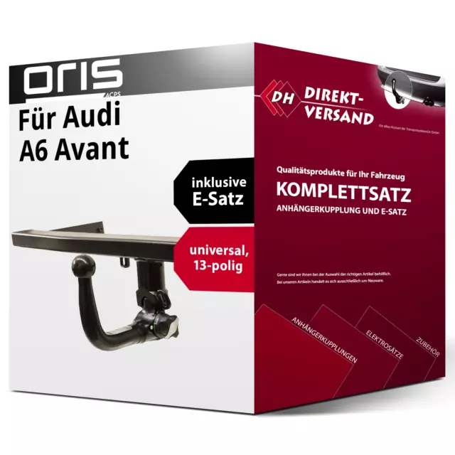 Anhängerkupplung abnehmbar + E-Satz 13pol universell für Audi A6 Avant 11- top