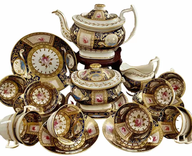 Regency Coalport Tea Set Tea Pot, Creamer, Tureen, Cups Saucers Etc