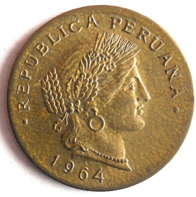 1964 PERU 20 CENTAVOS - Excellent Coin - FREE SHIP - Bin #707