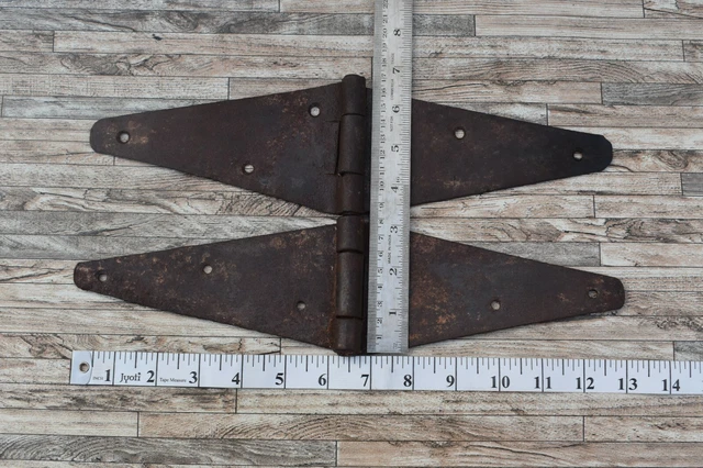 2pcs Vtg Collectible Wrought Iron Handforged Heavy Duty Door Gate Hinges Salvage