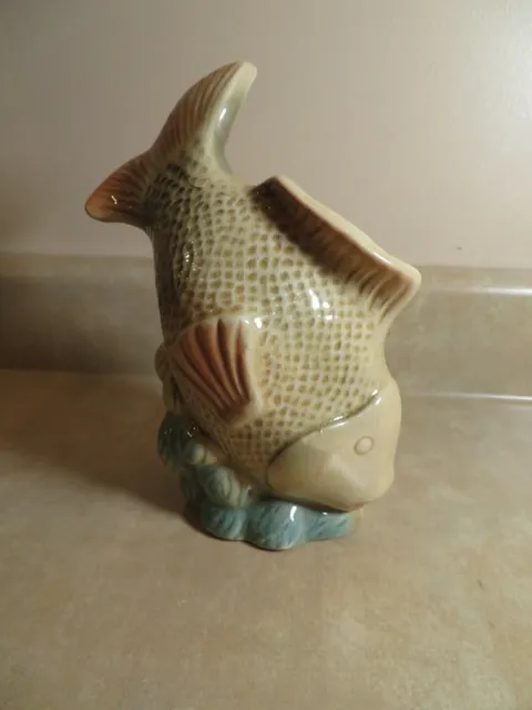 Vintage Majolica Style Fish Figurine Statue Ceramic made in Brazil