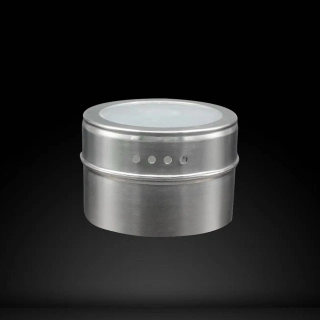Latas de almacenamiento de especias multiusos acero inoxidable vidrio de especias magnéticas tapa transparente para di
