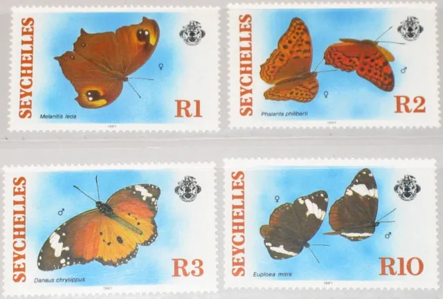 SEYCHELLES SEYCHELLEN 1987 629-32 610-13 Butterflies Schmetterlinge Fauna MNH