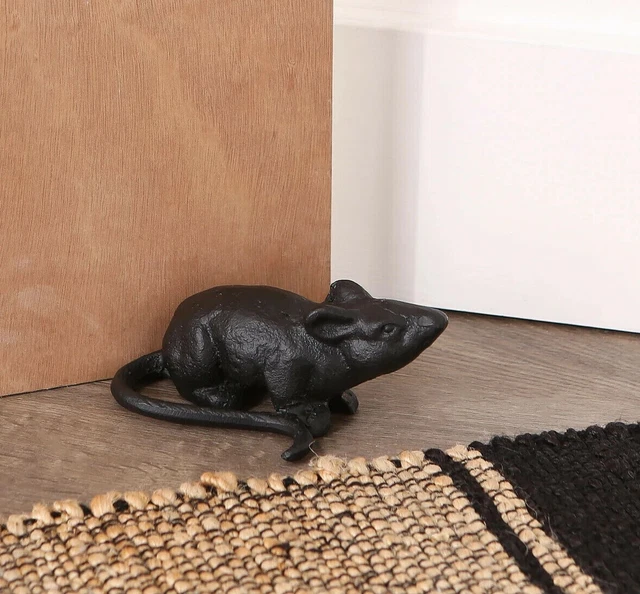 rustic farmhouse Mouse animal cast iron metal statue door stop stopper doorstop