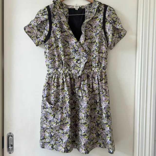 ARITZIA WILFRED Size 6 Multi-coloured Pure Silk & Linen Trim Dress