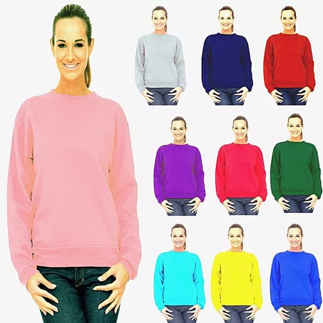 Ladies Classic Plain Sweatshirts Size 6 to 30 / XS to 4XL NEW SWEATSHIRT  JUMPER