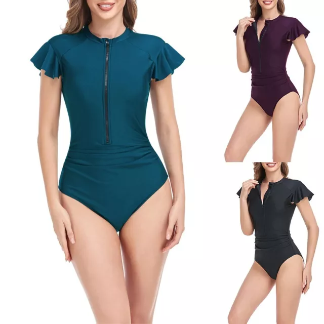 Maniche corte donna finto collo collo costume da bagno costume da bagno costume da bagno