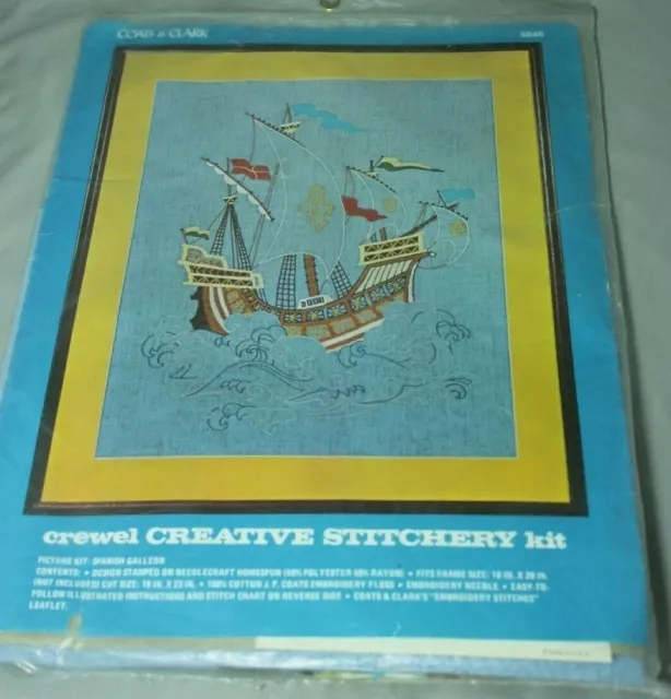 Spanish Galleon Coats & Clark Creative Stitchery Crewel Kit 26" x 20" New Sealed