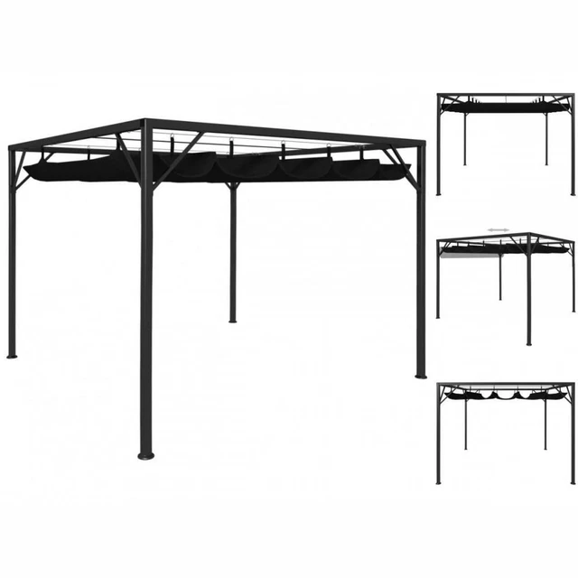 Garten Pavillon Gartenzelt Mit Ausziehbarem Dach 3×3 M Anthrazit