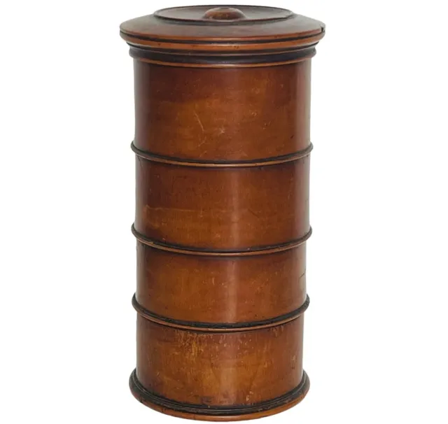 Late 18th/Early 19th Century Peaseware Spice Tower 4-Part Stacking Turned Treen