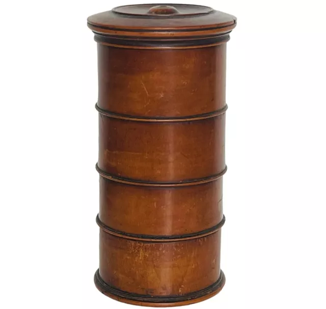 Late 18th/Early 19th Century Peaseware Spice Tower 4-Part Stacking Turned Treen