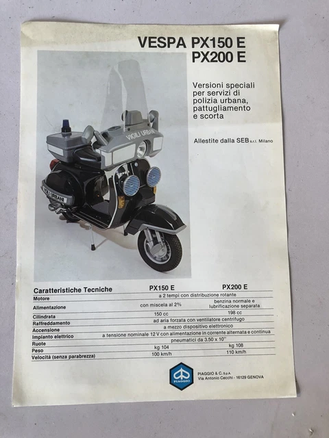 depliant brochure vespa Px 150 200 Vigili Urbani