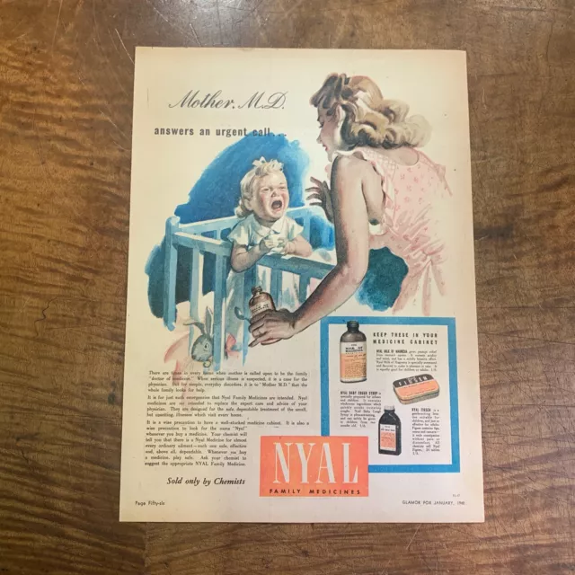 Vintage 1948 'Nyal Family Medicine' Chemist Health Magazine Advertisement Print