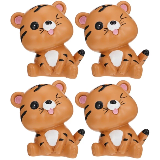 4 Pcs Statuette En Résine Figurine Ornement Tigre Décor De Table Jouet