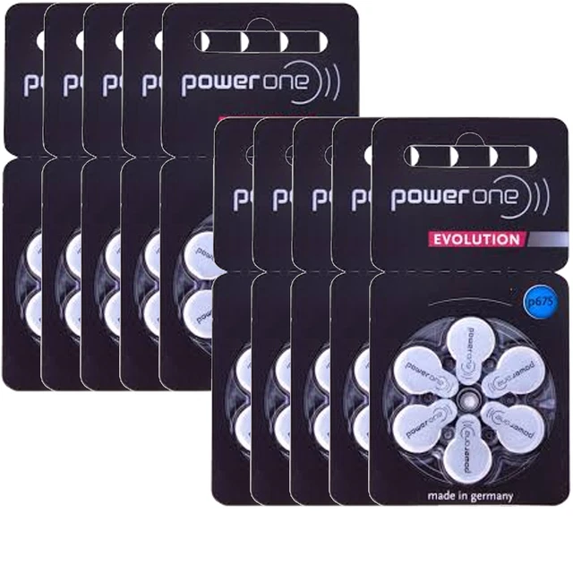 60 batterie per apparecchi acustici Varta Power One Evolution P675 10x...