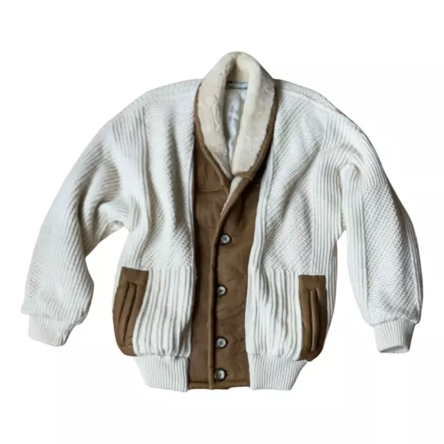 VERSIONE LUXURY KNITTED Cardigan Jacket Wool & Alpaca Genuine Sheepskin ...