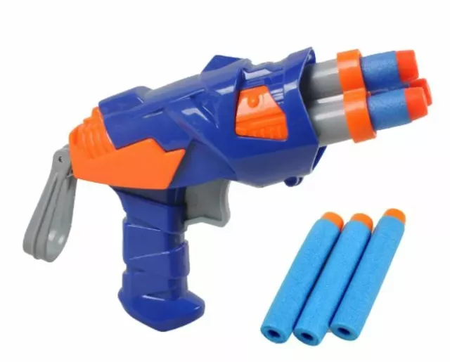 Soft Bullet Toy Gun Plastic Pistol & 3 Bullets Boys Present Outdoor Fun