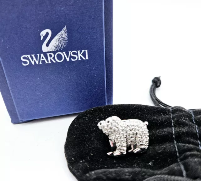 Swarovski Polar Bear Crystal Pin Tie Tack .75" in Box with Velvet Baggie