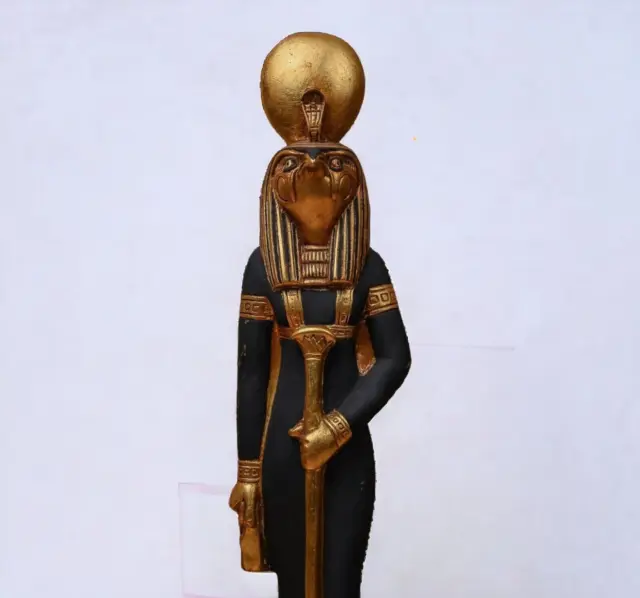 Ancient Egyptian Antiques Golden Statue God Horus Stone Coverd With Gold Leaf BC