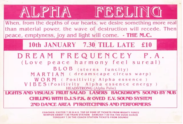 ALPHA FEELING Rave Flyer Flyers venue & date unknown A5 Blob Worm Vibes Martian 2