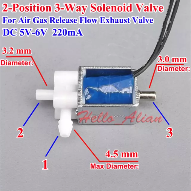 DC 5V 6V 2-Position 3-Way Small Mini DC Electric Solenoid Valve DIY Gas Air Pump