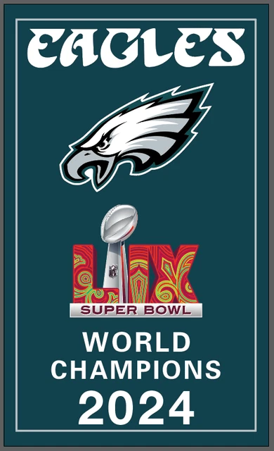 PHILADELPHIA EAGLES MIDNIGHT Green Super Bowl LIX 2024 Champions 3x5 Ft ...